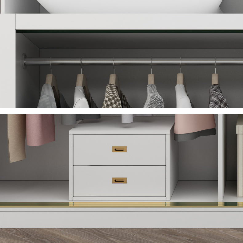 Armario blanco moderno para gabinete de madera fabricada en casa con puertas correderas