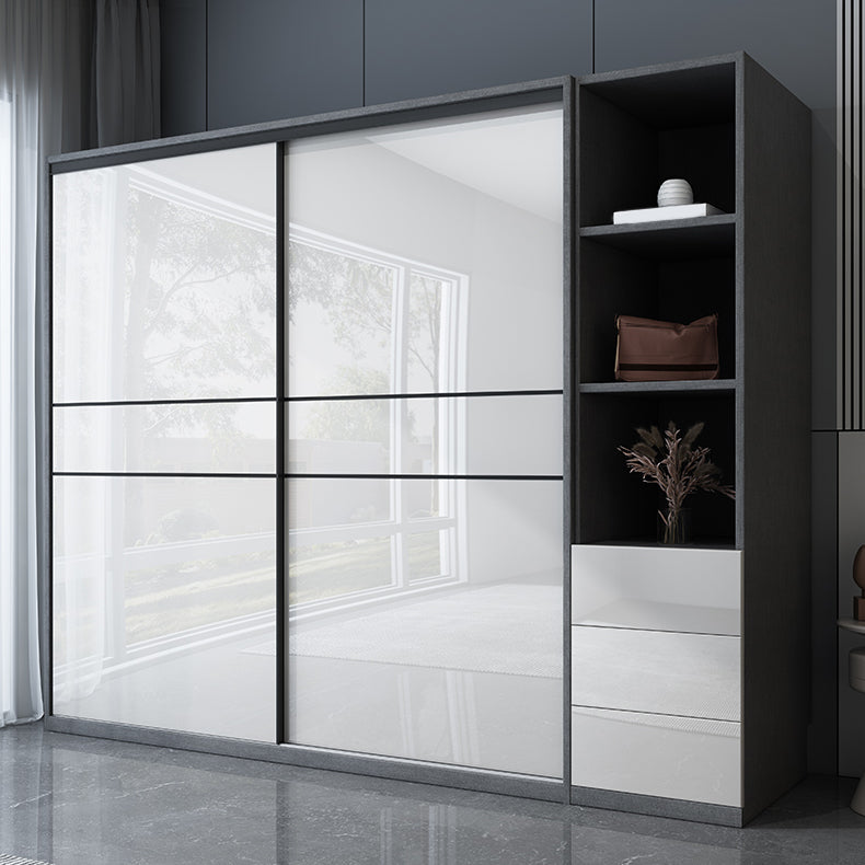 Manufactured Wood Glossy White Storage Cabinet Modern Cabinet for Bedroom Clearhalo 'Armoires & Wardrobes' 'armoires_wardrobes' 'Bedroom Furniture' 'furn' 'furn_armoires_wardrobes' 'Furniture' 6960579