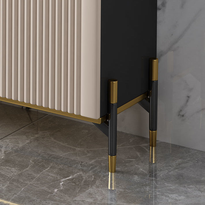 Scheda laterale per scaffalature regolabili in pietra di credenza in stile glam con armadi e cassetti