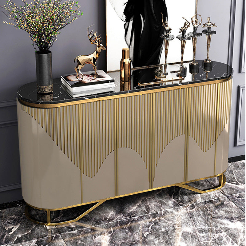 Scheda laterale in pietra da cucina contemporanea con mobili