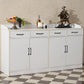 Wood Side Board Modern Style Sideboard with Drawers and Cabinets 63"L x 16"W x 35"H White Clearhalo 'buffet_sideboard' 'Buffets & Sideboards' 'furn' 'furn_buffet_sideboard' 'Furniture' 'Kitchen & Dining Furniture' 6960675