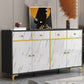 Wood Side Board Modern Style Sideboard with Drawers and Cabinets 63"L x 16"W x 31"H Black White Clearhalo 'buffet_sideboard' 'Buffets & Sideboards' 'furn' 'furn_buffet_sideboard' 'Furniture' 'Kitchen & Dining Furniture' 6960693