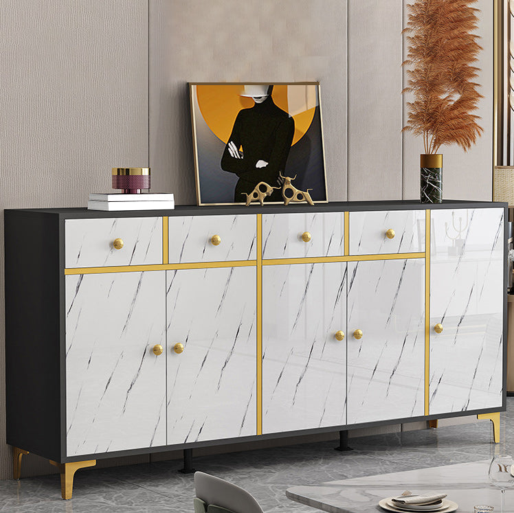 Wood Side Board Modern Style Sideboard with Drawers and Cabinets 71"L x 16"W x 31"H Black White Clearhalo 'buffet_sideboard' 'Buffets & Sideboards' 'furn' 'furn_buffet_sideboard' 'Furniture' 'Kitchen & Dining Furniture' 6960697