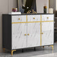Wood Side Board Modern Style Sideboard with Drawers and Cabinets 47"L x 16"W x 31"H Black White Clearhalo 'buffet_sideboard' 'Buffets & Sideboards' 'furn' 'furn_buffet_sideboard' 'Furniture' 'Kitchen & Dining Furniture' 6960698