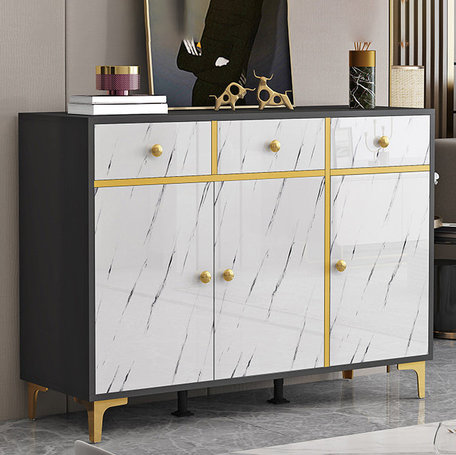 Wood Side Board Modern Style Sideboard with Drawers and Cabinets 47"L x 16"W x 31"H Black White Clearhalo 'buffet_sideboard' 'Buffets & Sideboards' 'furn' 'furn_buffet_sideboard' 'Furniture' 'Kitchen & Dining Furniture' 6960698