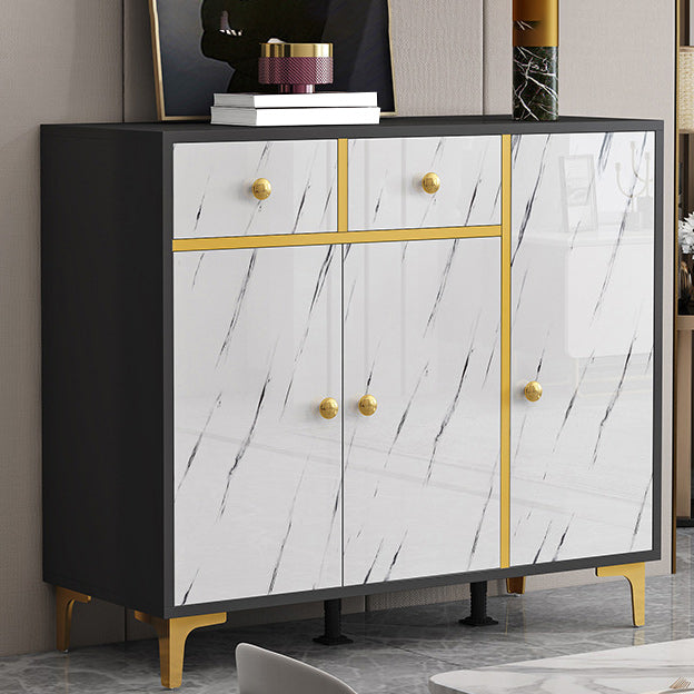 Wood Side Board Modern Style Sideboard with Drawers and Cabinets 39"L x 16"W x 31"H Black White Clearhalo 'buffet_sideboard' 'Buffets & Sideboards' 'furn' 'furn_buffet_sideboard' 'Furniture' 'Kitchen & Dining Furniture' 6960699
