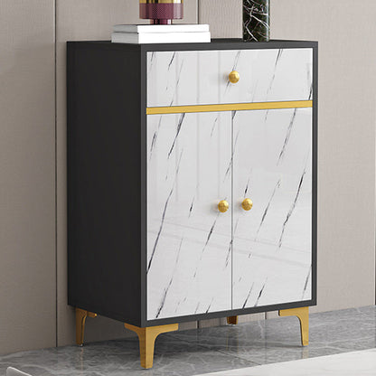 Wood Side Board Modern Style Sideboard with Drawers and Cabinets 24"L x 16"W x 31"H Black White