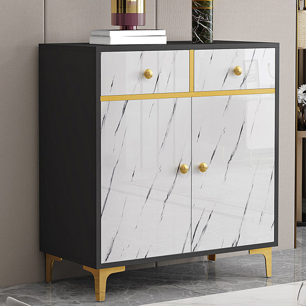 Wood Side Board Modern Style Sideboard with Drawers and Cabinets 31"L x 16"W x 31"H Black White Clearhalo 'buffet_sideboard' 'Buffets & Sideboards' 'furn' 'furn_buffet_sideboard' 'Furniture' 'Kitchen & Dining Furniture' 6960701