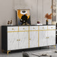 Wood Side Board Modern Style Sideboard with Drawers and Cabinets 79"L x 16"W x 31"H Black White Clearhalo 'buffet_sideboard' 'Buffets & Sideboards' 'furn' 'furn_buffet_sideboard' 'Furniture' 'Kitchen & Dining Furniture' 6960702