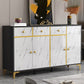 Wood Side Board Modern Style Sideboard with Drawers and Cabinets 59"L x 16"W x 31"H Black White Clearhalo 'buffet_sideboard' 'Buffets & Sideboards' 'furn' 'furn_buffet_sideboard' 'Furniture' 'Kitchen & Dining Furniture' 6960703