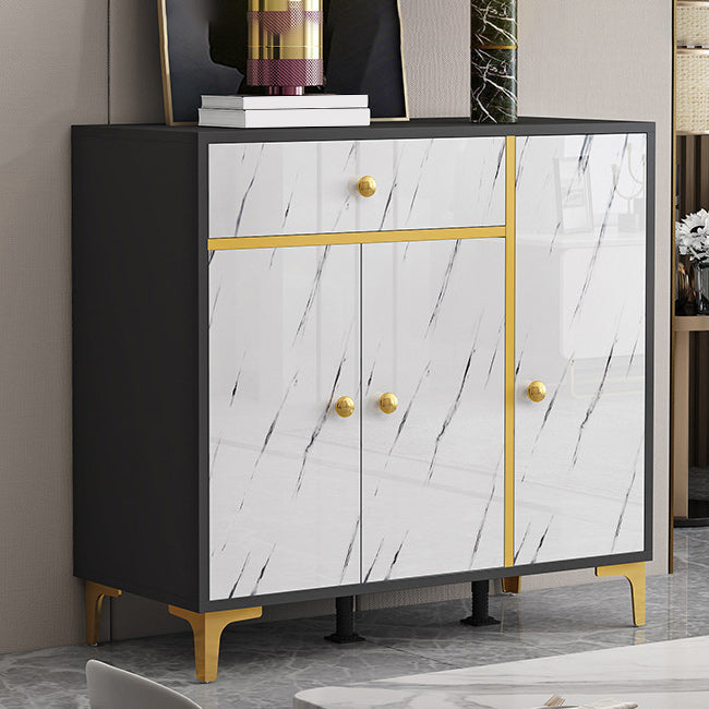 Wood Side Board Modern Style Sideboard with Drawers and Cabinets 35"L x 16"W x 31"H Black White Clearhalo 'buffet_sideboard' 'Buffets & Sideboards' 'furn' 'furn_buffet_sideboard' 'Furniture' 'Kitchen & Dining Furniture' 6960704