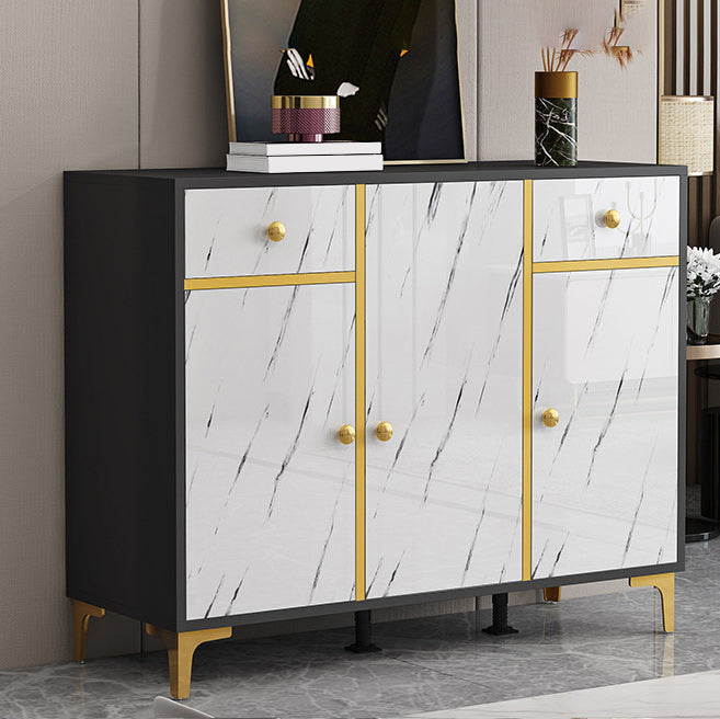 Wood Side Board Modern Style Sideboard with Drawers and Cabinets 43"L x 16"W x 31"H Black White Clearhalo 'buffet_sideboard' 'Buffets & Sideboards' 'furn' 'furn_buffet_sideboard' 'Furniture' 'Kitchen & Dining Furniture' 6960705