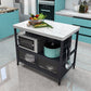 Modern Dining Room Prep Table Rectangular Kitchen Trolley with Storage Cabinet