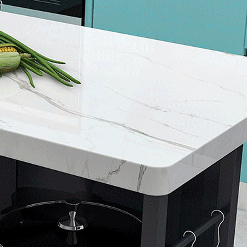 Modern Dining Room Prep Table Rectangular Kitchen Trolley with Storage Cabinet