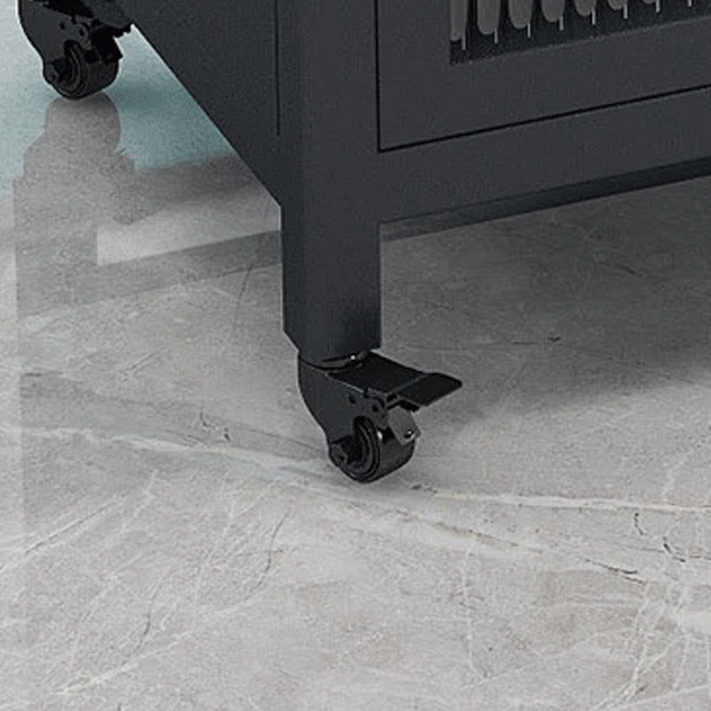 Modern Dining Room Prep Table Rectangular Kitchen Trolley with Storage Cabinet