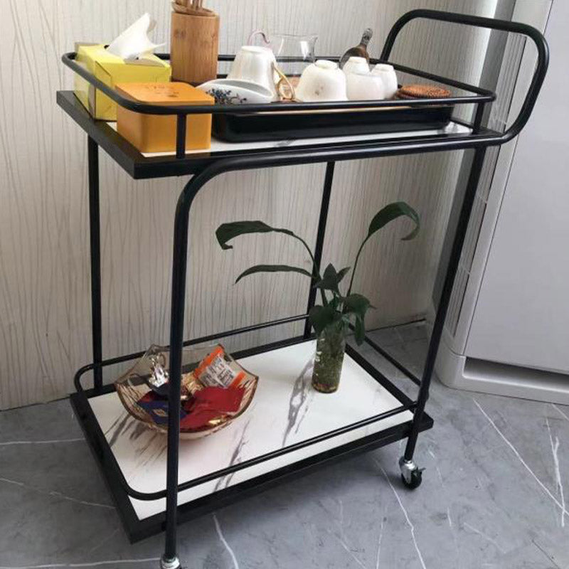 Modern Open Storage Prep Table Rectangular Dining Room Kitchen Trolley