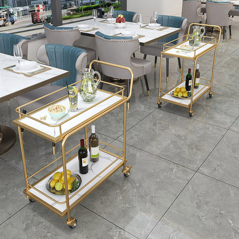 Modern Open Storage Prep Table Rectangular Dining Room Kitchen Trolley