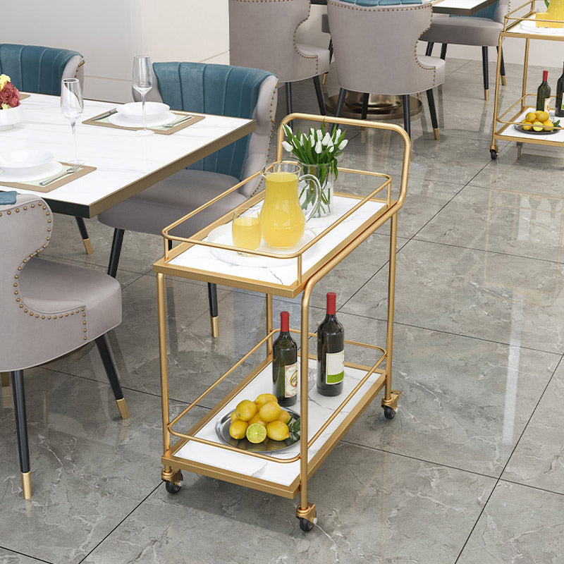 Modern Open Storage Prep Table Rectangular Dining Room Kitchen Trolley