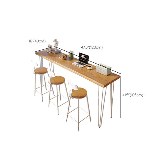 Moderner Stil Bistro Bar Tisch Rechteck Holz Metall Basisstange für Zuhause