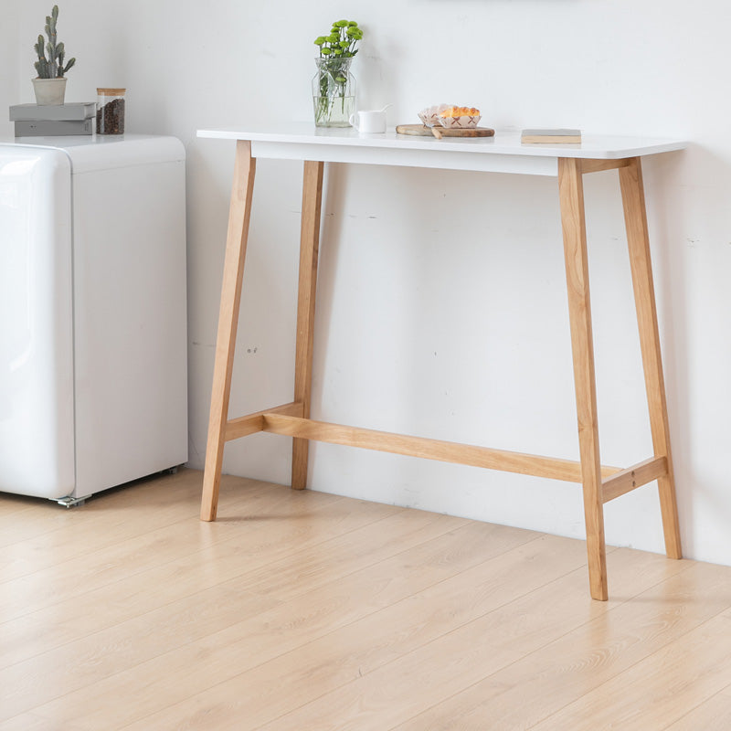 Contemporary Rectangle Bar Table Solid Wood Counter Height Bar Dining Table Natural Wood White Without Chairs Clearhalo 'Bar Furniture' 'Bar Tables' 'bar_tables' 'furn' 'furn_bar_tables' 'Furniture' 'Kitchen & Dining Furniture' 6960965