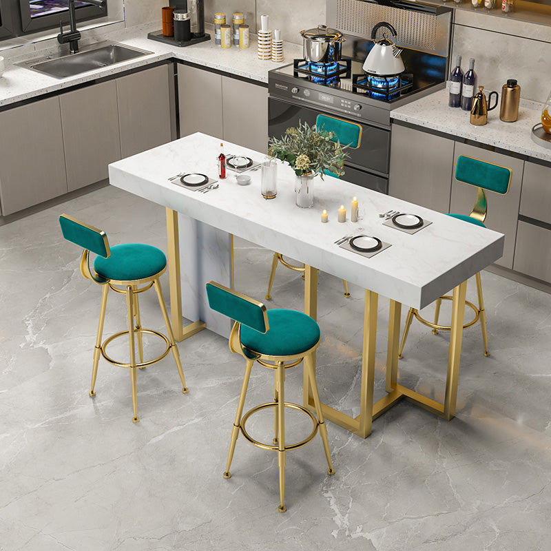 Rectangle Faux Marble Top Bar Table Industrial Counter Height Table with Double Pedestal Clearhalo 'Bar Furniture' 'Bar Tables' 'bar_tables' 'furn' 'furn_bar_tables' 'Furniture' 'Kitchen & Dining Furniture' 6961012