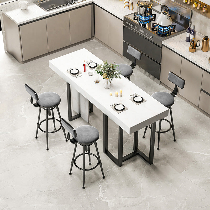 Rectangle Faux Marble Top Bar Table Industrial Counter Height Table with Double Pedestal Clearhalo 'Bar Furniture' 'Bar Tables' 'bar_tables' 'furn' 'furn_bar_tables' 'Furniture' 'Kitchen & Dining Furniture' 6961014