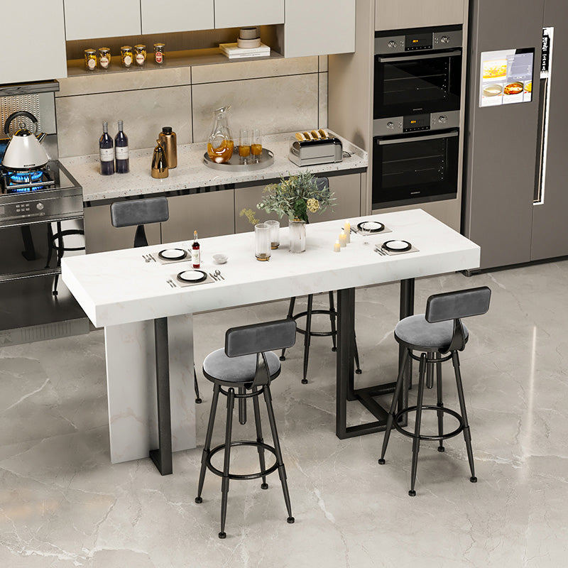 Rectangle Faux Marble Top Bar Table Industrial Counter Height Table with Double Pedestal Clearhalo 'Bar Furniture' 'Bar Tables' 'bar_tables' 'furn' 'furn_bar_tables' 'Furniture' 'Kitchen & Dining Furniture' 6961015