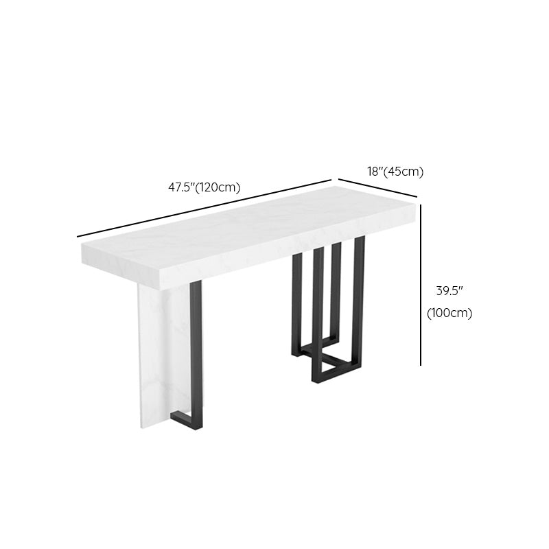 Rectangle Faux Marble Top Bar Table Industrial Counter Height Table with Double Pedestal Clearhalo 'Bar Furniture' 'Bar Tables' 'bar_tables' 'furn' 'furn_bar_tables' 'Furniture' 'Kitchen & Dining Furniture' 6961023