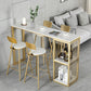 White Rectangle Faux Marble Top Bar Table Industrial Double Pedestal with Shelves Clearhalo 'Bar Furniture' 'Bar Tables' 'bar_tables' 'furn' 'furn_bar_tables' 'Furniture' 'Kitchen & Dining Furniture' 6961027