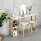 White Rectangle Faux Marble Top Bar Table Industrial Double Pedestal with Shelves Clearhalo 'Bar Furniture' 'Bar Tables' 'bar_tables' 'furn' 'furn_bar_tables' 'Furniture' 'Kitchen & Dining Furniture' 6961030