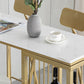 White Rectangle Faux Marble Top Bar Table Industrial Double Pedestal with Shelves Clearhalo 'Bar Furniture' 'Bar Tables' 'bar_tables' 'furn' 'furn_bar_tables' 'Furniture' 'Kitchen & Dining Furniture' 6961031