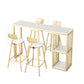 White Rectangle Faux Marble Top Bar Table Industrial Double Pedestal with Shelves Clearhalo 'Bar Furniture' 'Bar Tables' 'bar_tables' 'furn' 'furn_bar_tables' 'Furniture' 'Kitchen & Dining Furniture' 6961032