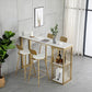 White Rectangle Faux Marble Top Bar Table Industrial Double Pedestal with Shelves Clearhalo 'Bar Furniture' 'Bar Tables' 'bar_tables' 'furn' 'furn_bar_tables' 'Furniture' 'Kitchen & Dining Furniture' 6961035