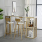 White Rectangle Faux Marble Top Bar Table Industrial Double Pedestal with Shelves Clearhalo 'Bar Furniture' 'Bar Tables' 'bar_tables' 'furn' 'furn_bar_tables' 'Furniture' 'Kitchen & Dining Furniture' 6961037