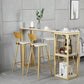 White Rectangle Faux Marble Top Bar Table Industrial Double Pedestal with Shelves Clearhalo 'Bar Furniture' 'Bar Tables' 'bar_tables' 'furn' 'furn_bar_tables' 'Furniture' 'Kitchen & Dining Furniture' 6961040