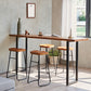 Industrial Solid Wood Bar Table Rectangle Bar Height Table with Double Pedestal Base
