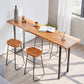 Industrial Solid Wood Bar Table Rectangle Bar Height Table with Double Pedestal Base