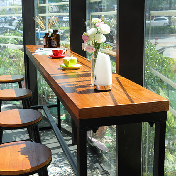Industrial Rectangle Bar Dining Table Metal and Solid Wood Bar Height Table Clearhalo 'Bar Furniture' 'Bar Tables' 'bar_tables' 'furn' 'furn_bar_tables' 'Furniture' 'Kitchen & Dining Furniture' 6961078
