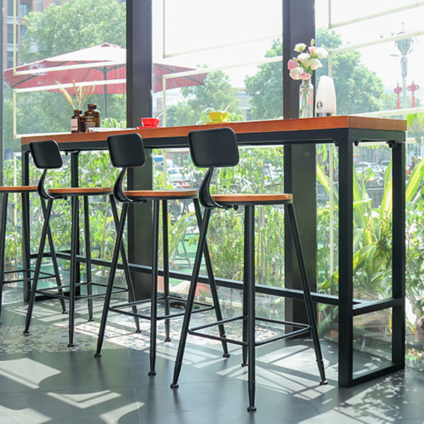 Industrial Rectangle Bar Dining Table Metal and Solid Wood Bar Height Table Clearhalo 'Bar Furniture' 'Bar Tables' 'bar_tables' 'furn' 'furn_bar_tables' 'Furniture' 'Kitchen & Dining Furniture' 6961084