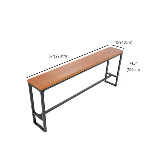 Industrielle Rechteck -Bar Esstisch Metall und Massivholzstangenhöhe Tisch