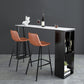 Rectangle Stone Black Metal Bar Height Table Industrial Double Pedestal Bar Table Clearhalo 'Bar Furniture' 'Bar Tables' 'bar_tables' 'furn' 'furn_bar_tables' 'Furniture' 'Kitchen & Dining Furniture' 6961095