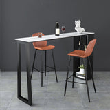 Rectangle Stone Black Metal Bar Height Table Industrial Double Pedestal Bar Table Clearhalo 'Bar Furniture' 'Bar Tables' 'bar_tables' 'furn' 'furn_bar_tables' 'Furniture' 'Kitchen & Dining Furniture' 6961096