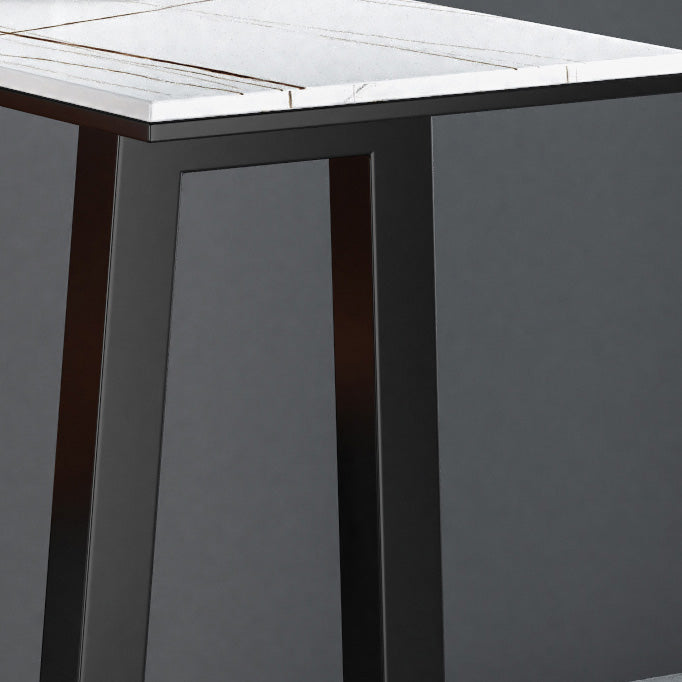 Rectangle Stone Black Metal Bar Height Table Industrial Double Pedestal Bar Table Clearhalo 'Bar Furniture' 'Bar Tables' 'bar_tables' 'furn' 'furn_bar_tables' 'Furniture' 'Kitchen & Dining Furniture' 6961101
