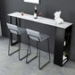 Rectangle Stone Black Metal Bar Height Table Industrial Double Pedestal Bar Table Clearhalo 'Bar Furniture' 'Bar Tables' 'bar_tables' 'furn' 'furn_bar_tables' 'Furniture' 'Kitchen & Dining Furniture' 6961102