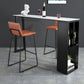 Rectangle Stone Black Metal Bar Height Table Industrial Double Pedestal Bar Table Clearhalo 'Bar Furniture' 'Bar Tables' 'bar_tables' 'furn' 'furn_bar_tables' 'Furniture' 'Kitchen & Dining Furniture' 6961103