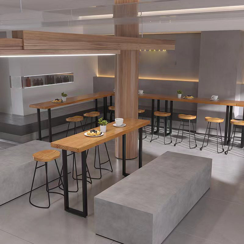 Industrial Style Bar Table Rectangle Solid Wood Fixed Bistro Bar Desk for Indoor Clearhalo 'Bar Furniture' 'Bar Tables' 'bar_tables' 'furn' 'furn_bar_tables' 'Furniture' 'Kitchen & Dining Furniture' 6961199