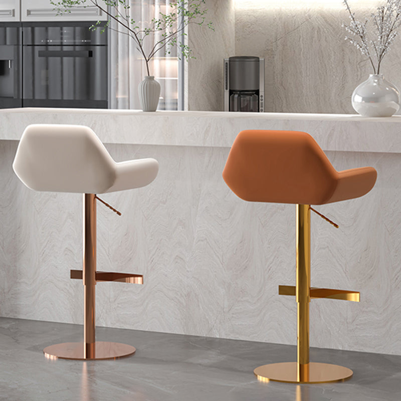 Glam Style Counter Stool Leather Adjustable Height Bar Stool with Metal Base Clearhalo 'Bar Furniture' 'Bar Stools' 'bar_stools' 'furn' 'furn_bar_stools' 'Furniture' 'Kitchen & Dining Furniture' 6961310