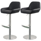 Glam Style Counter Stool Leather Adjustable Height Bar Stool with Metal Base Black 2 Piece Set Clearhalo 'Bar Furniture' 'Bar Stools' 'bar_stools' 'furn' 'furn_bar_stools' 'Furniture' 'Kitchen & Dining Furniture' 6961311