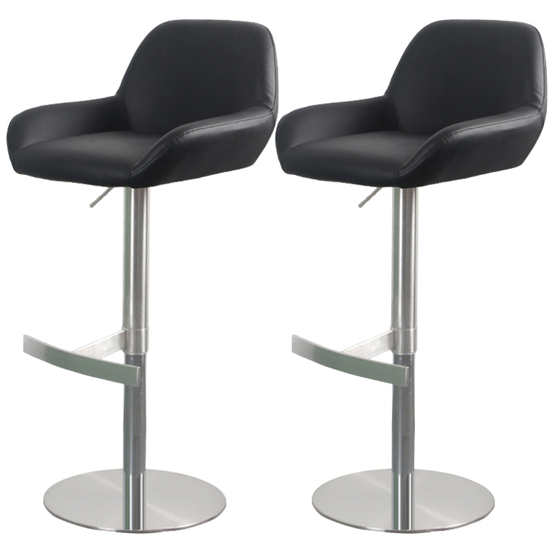 Glam Style Counter Stool Leather Adjustable Height Bar Stool with Metal Base Black 2 Piece Set Clearhalo 'Bar Furniture' 'Bar Stools' 'bar_stools' 'furn' 'furn_bar_stools' 'Furniture' 'Kitchen & Dining Furniture' 6961311