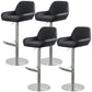 Glam Style Counter Stool Leather Adjustable Height Bar Stool with Metal Base Black 4 Piece Set Clearhalo 'Bar Furniture' 'Bar Stools' 'bar_stools' 'furn' 'furn_bar_stools' 'Furniture' 'Kitchen & Dining Furniture' 6961312
